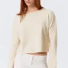 Loose Fit Rolled Hem Sweater – Light White