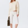 Loose Fit Rolled Hem Sweater – Light White