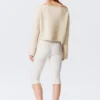 Loose Fit Rolled Hem Sweater – Light White