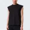 Loose Fit Square Cotton Tank Top – Black