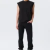 Loose Fit Square Cotton Tank Top – Black