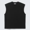 Loose Fit Square Cotton Tank Top – Black