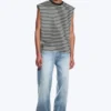 Loose Fit Square Cotton Tank Top – Grey/Black Stripe