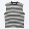 Loose Fit Square Cotton Tank Top – Grey/Black Stripe