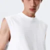 Loose Fit Square Cotton Tank Top – White