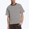 Loose Fit T-Shirt – White & Dark Brown Stripes