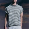 Loose Fit T-Shirt – White – Khaki Stripe