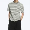 Loose Fit T-Shirt – White – Khaki Stripe