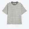 Loose Fit T-Shirt – White – Khaki Stripe
