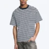 Loose Fit T-Shirt – White – Navy Stripe