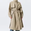 Loose Fit Trench Coat with Funnel Collar – Beige