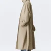 Loose Fit Trench Coat with Funnel Collar – Beige