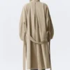 Loose Fit Trench Coat with Funnel Collar – Beige