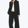 Loose Fit Washed Ripstop Trousers – Black