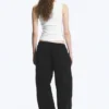 Loose Fit Washed Ripstop Trousers – Black