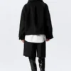 Loose Fit Wool Jacket with Raglan Sleeves – Black
