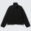 Loose Fit Zip Fleece Jacket – Black
