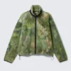 Loose Fit Zip Fleece Jacket – Marbled Green
