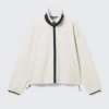 Loose Fit Zip Fleece Jacket – White
