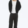 Loose Fit Zip Hoodie – Black