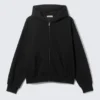 Loose Fit Zip Hoodie – Black