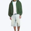 Loose Fit Zip Hoodie – Dark Green