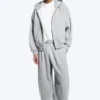Loose Fit Zip Hoodie – Grey Melange