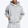 Loose Fit Zip Hoodie – Grey Melange