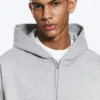 Loose Fit Zip Hoodie – Grey Melange