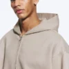 Loose Fit Zip Hoodie – Light Beige