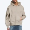 Loose Fit Zip Hoodie – Light Beige