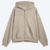 Loose Fit Zip Hoodie – Light Beige