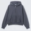 Loose Fit Zip Hoodie – Washed Blue
