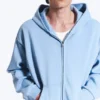 Loose Fit Zip Hoodie – Washed Light Blue