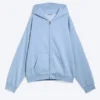 Loose Fit Zip Hoodie – Washed Light Blue
