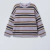 Loose Graphic Knitted Sweater – Purple Multi Stripe