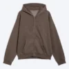 Loose Graphic Zip Hoodie – Dark Brown