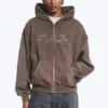 Loose Graphic Zip Hoodie – Dark Mole – Flow