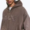 Loose Graphic Zip Hoodie – Dark Mole – Flow