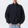 Loose Half Zip Sweatshirt – Dark Navy Blue