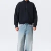 Loose Half Zip Sweatshirt – Dark Navy Blue