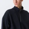 Loose Half Zip Sweatshirt – Dark Navy Blue