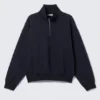 Loose Half Zip Sweatshirt – Dark Navy Blue