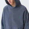 Loose Heavyweight Cotton Hoodie – Washed Dark Blue