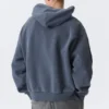 Loose Heavyweight Cotton Hoodie – Washed Dark Blue