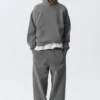Loose Heavyweight Cotton Hoodie – Washed Dark Grey