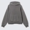 Loose Heavyweight Cotton Hoodie – Washed Dark Grey