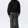 Loose High-Neck Scuba Zip Hoodie – Black