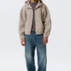 Loose High-Neck Scuba Zip Hoodie – Light Dusty Mole
