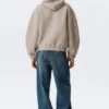 Loose High-Neck Scuba Zip Hoodie – Light Dusty Mole